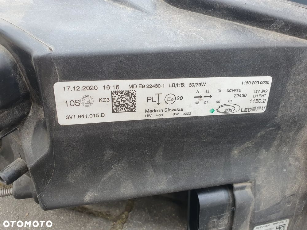 SKODA SUPERB 3 III LAMPA LEWA PRZEDNIA FULL LED LIFT LIFTING 19- 3v1 941 015d uszkodzona - 5