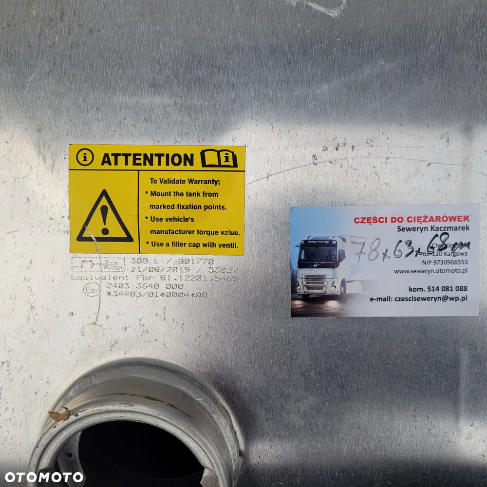 ZBIORNIK PALIWA 300L 80X63X68 CM DAF MAN IVECO SCANIA - 5