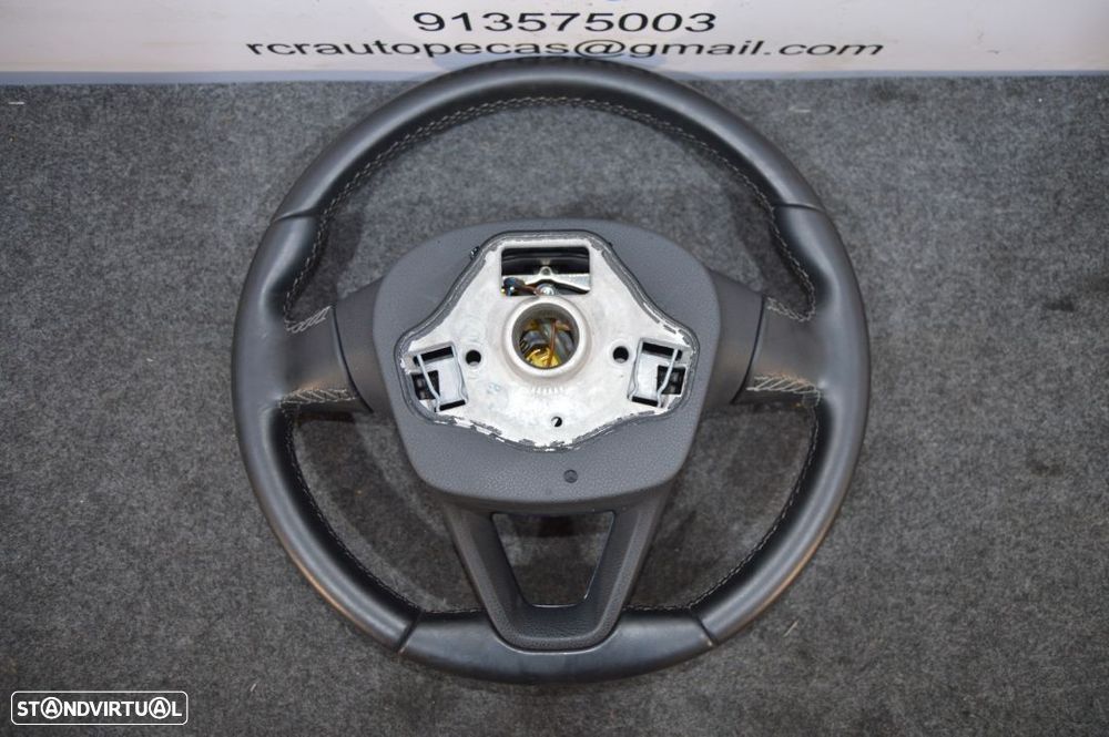 VOLANTE GUIADOR COMPLETO SEAT LEON 5F PELE COMANDOS MULTIFUNÇÕES AIRBAG IBIZA 6F - 7