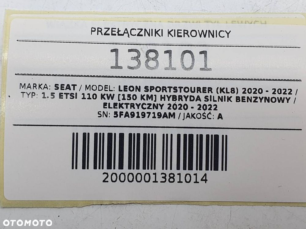 PRZEŁĄCZNIKI KIEROWNICY MULTIFUNKCJA SEAT LEON IV 5FA919719AM - 8