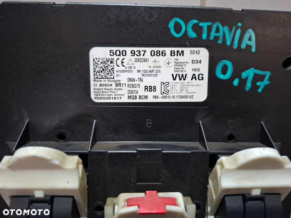 Moduł komfortu Skoda Octavia III VRS rok 2017 nr 5Q0937086BM - 2