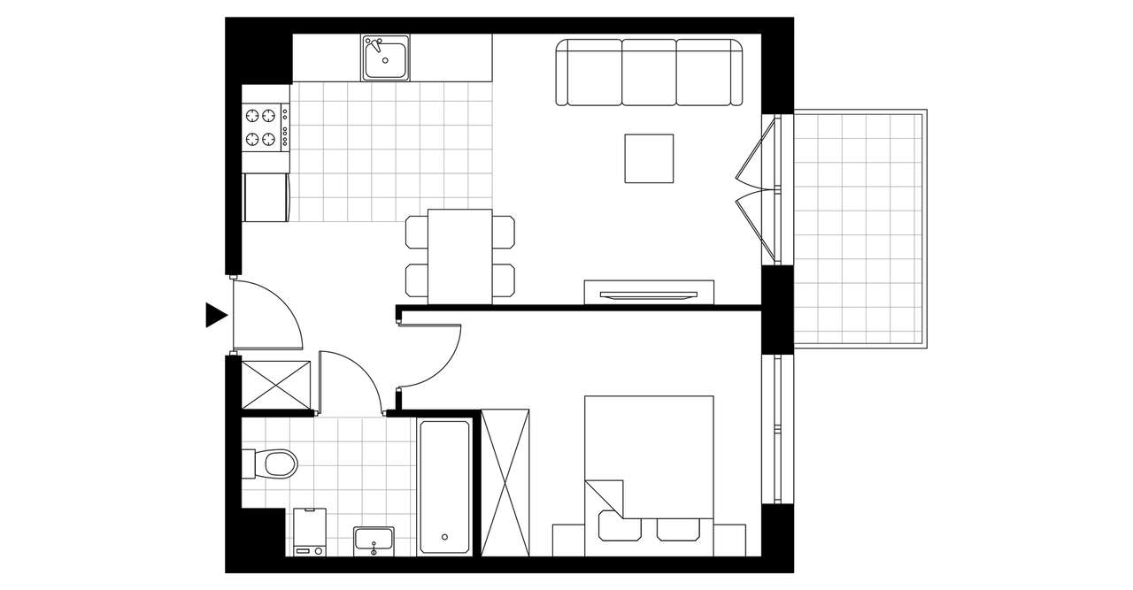 2-pokojowe mieszkanie 37m2 + balkon - Pełny obrazek: 3/12