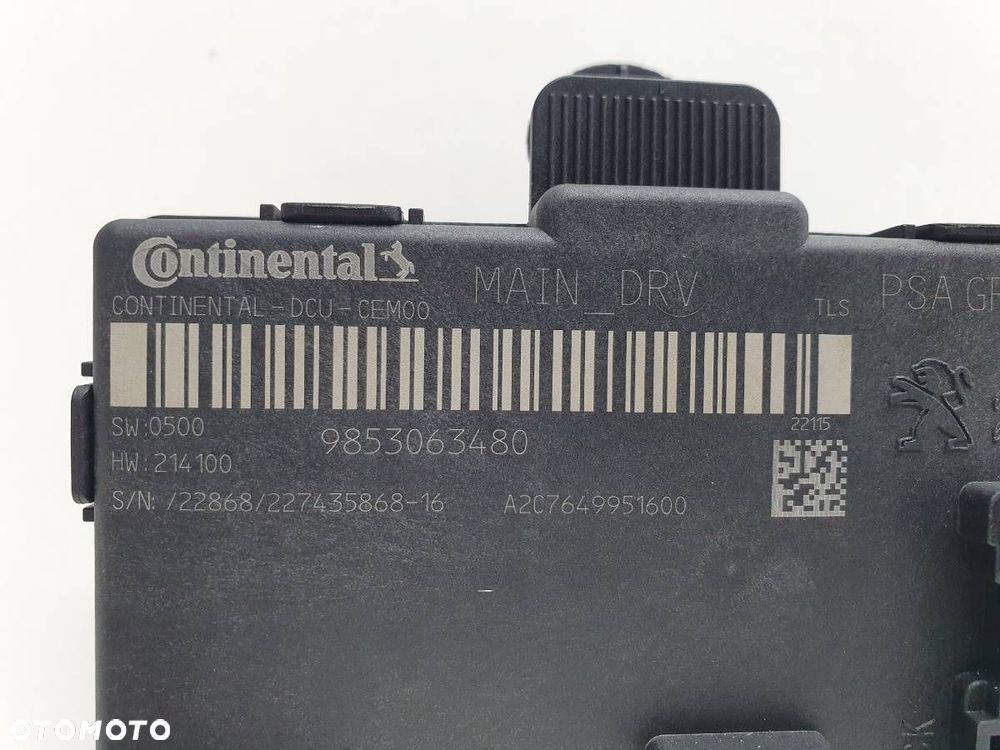 MODUŁ STEROWNIK DRZWI PRZÓD PRZEDNI LEWY CITROEN C5 X 9853063480 - 2