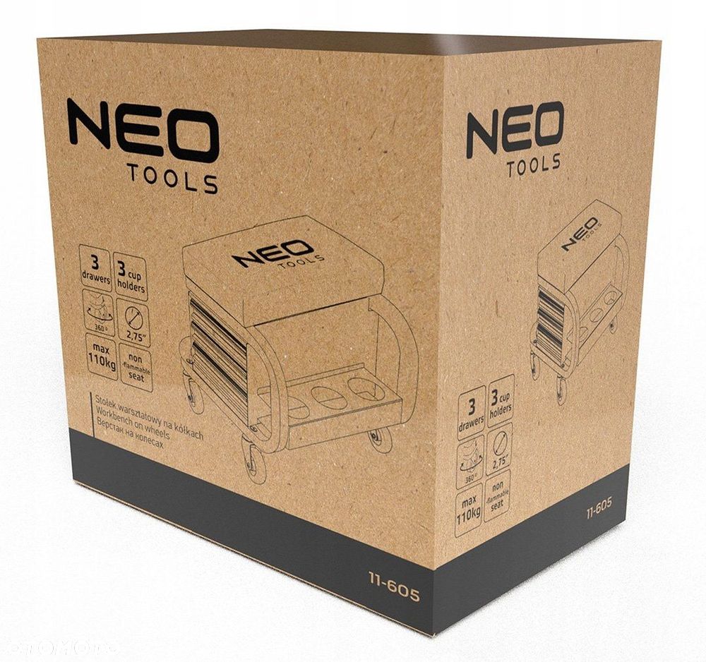 NEO TABORET WARSZTATOWY STOŁEK ROBOCZY KRZESŁO Z SZUFLADAMI KÓŁKA 11-605 - 5