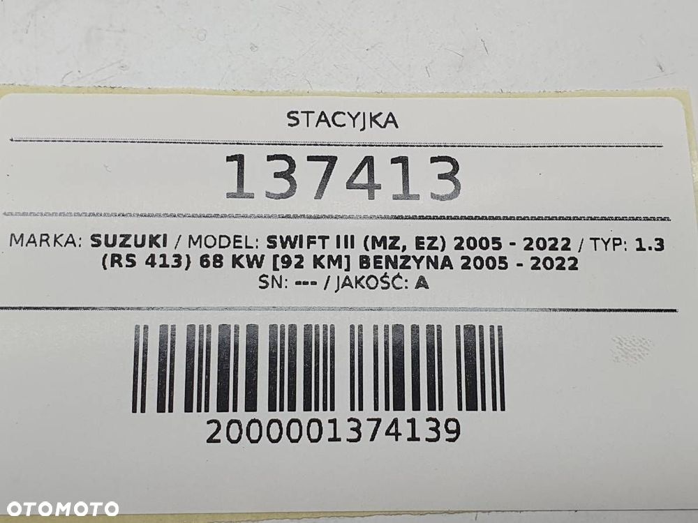 STACYJKA KLUCZYK WKŁADKA SUZUKI SWIFT III KOMPLET - 5