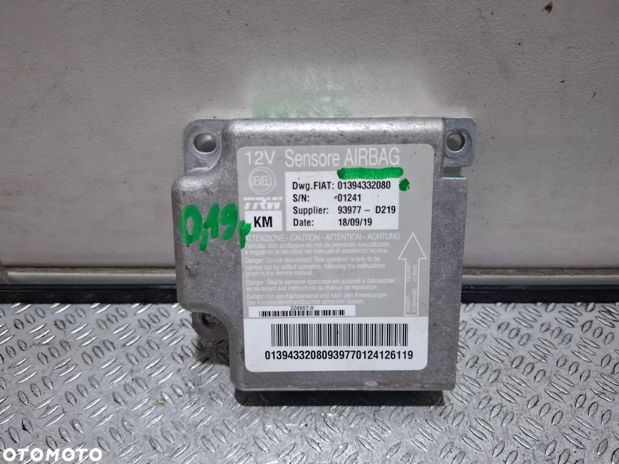 Sterownik sensor airbag Ducato Boxer Jumper 2019 rok nr 01394332080 - 1