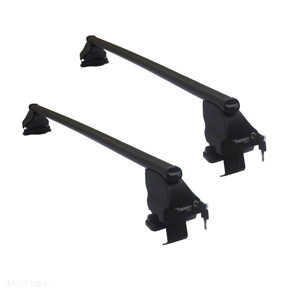 Set bare transversale portbagaj din otel marca Twinny Load TL S43, kit complet cu bare, suporti si antifurt cu cheie - 1