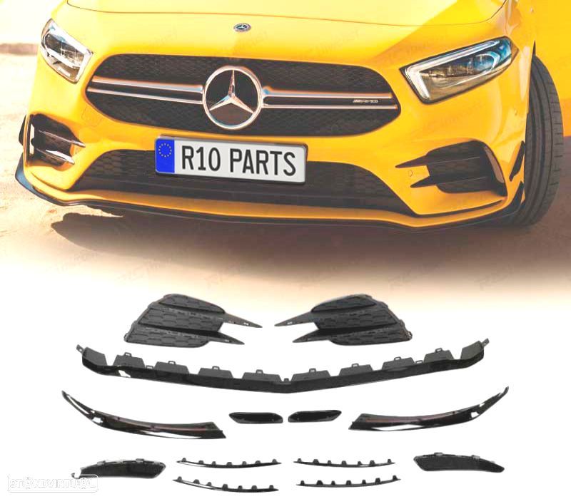 SPOILER LIP FRONTAL MERCEDES W177 18- LOOK AMG A45 19 + GRELHAS - 1