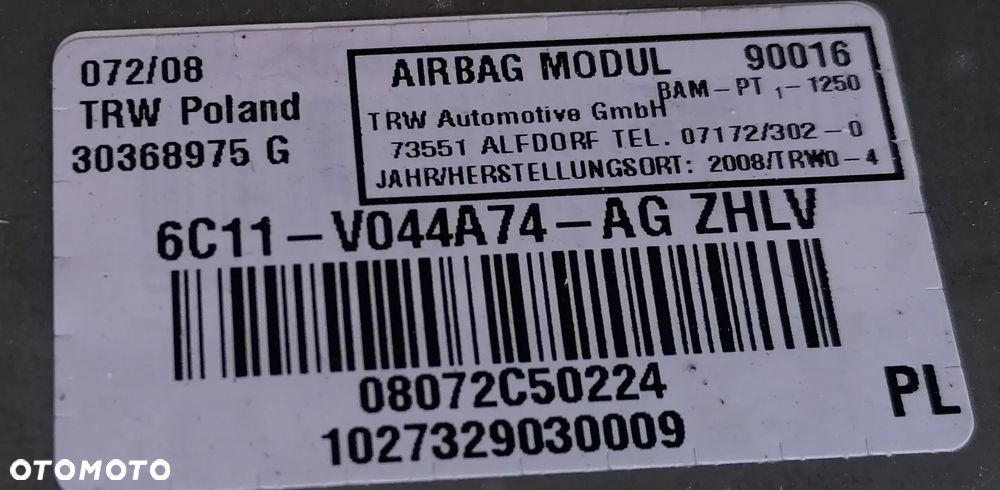 FORD TRANSIT MK7 VII 08r PODUSZKA AIRBAG PASAŻERA 6C11V044A74AG - 3