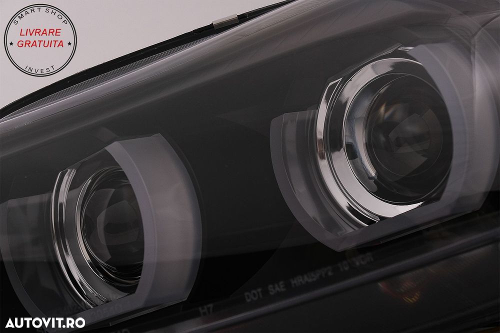 Faruri Xenon 3D Angel Eyes LED DRL BMW Seria 3 E90 E91 (2008-2011) Negru- livrare gratuita - 16