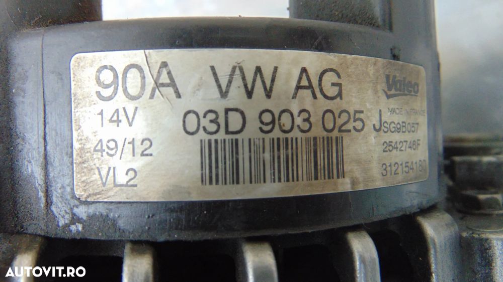 Alternator Skoda Rapid,Polo,Fabia2 Ibiza 1.2 benzina 90A An 2013 COD 03D903025J - 4