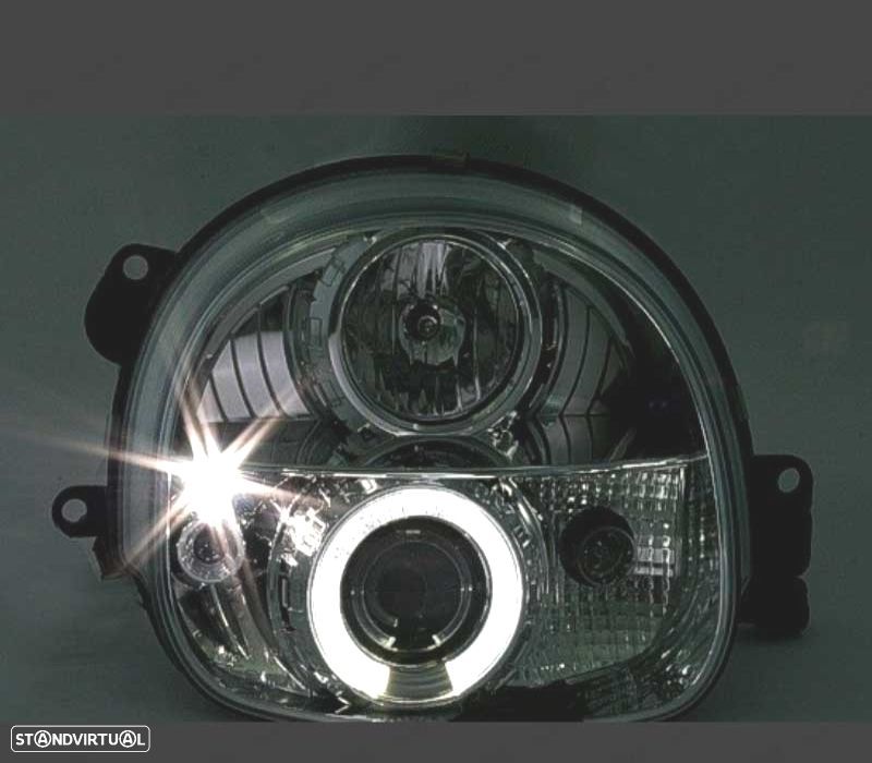 FARÓIS FRONTAIS RENAULT TWINGO 93-97 ANGEL EYES FUNDO CROMADO - 2