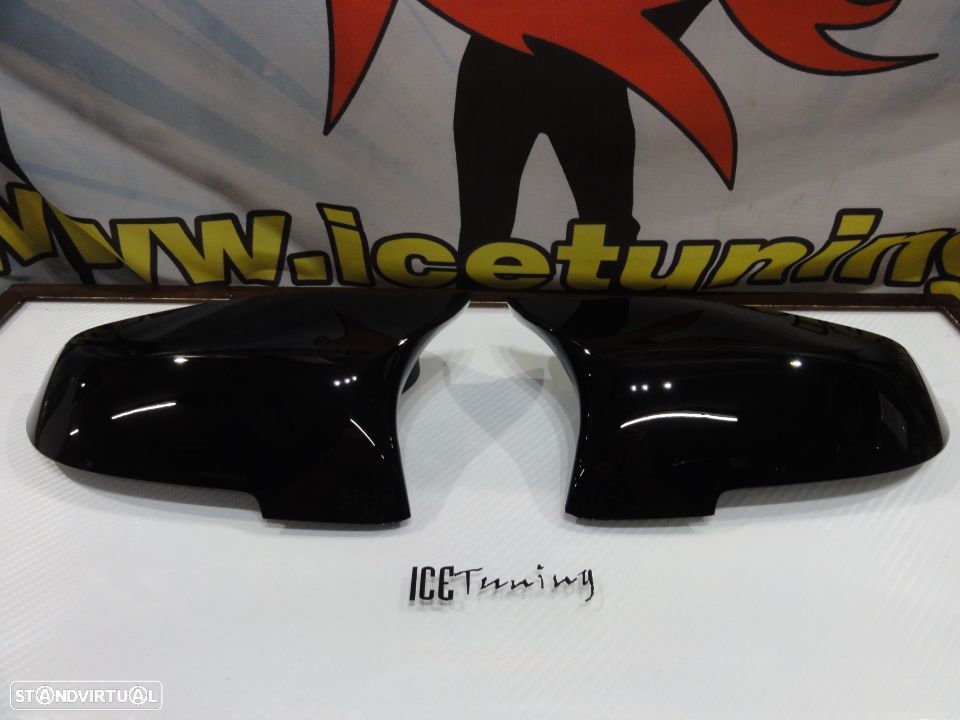 Capas, carcaça espelhos M4 look preto brilhante BMW F10 F11 F18 F07 (GT 5GT) F06 F12 F13 F01 F02 - 1