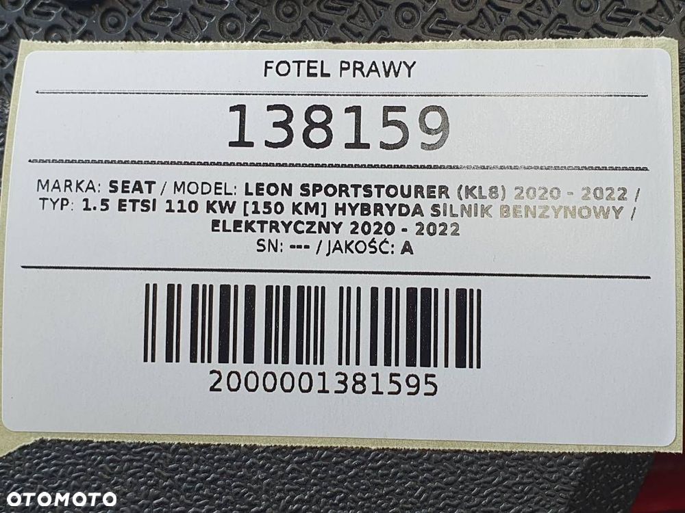 FOTEL PRAWY PASAŻERA SEAT LEON IV KL 2024 KOMBI EUROPA - 12