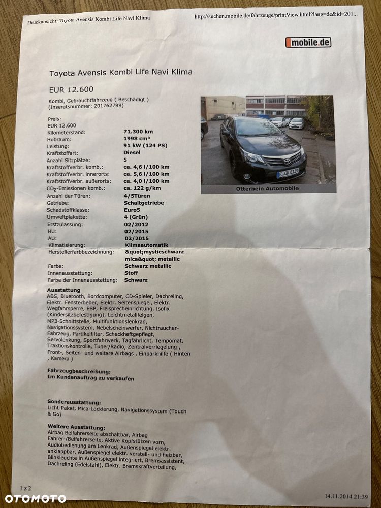 Toyota Avensis Combi 2.0 D-4D - 14