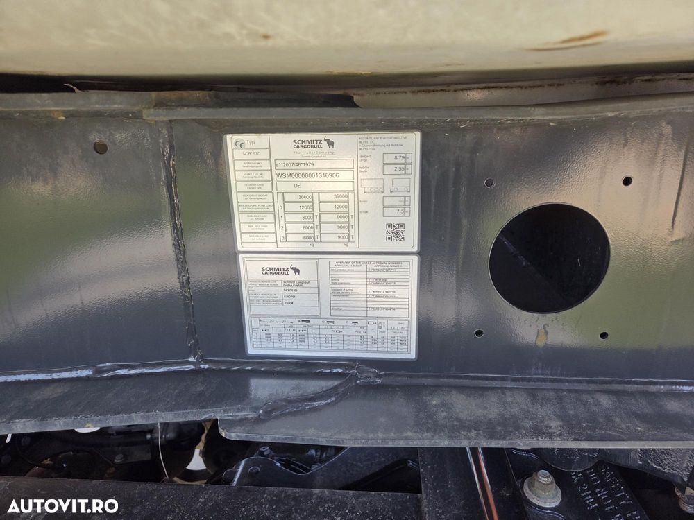 Schmitz Cargobull SCB 28mc, MASA PROPIE 6 TONE, 2020, 28mc, axa liftabila, jante ALUMINIU, protectii laterale si spate, scena vizitare, prelata, frane disc, CARTE IDENTITATE RAR, folosita doar in GERMANIA, PROMOTIE 21.900 EUR+Tva - 5