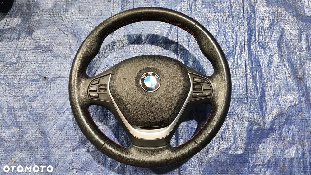 KIEROWNICA SPORT CZERWONA NIĆ CZARNA SKÓRA KOMPLETNA PODUSZKA AIRBAG 6796397 6791332 ORYGINAŁ BARDZO ŁADNA BMW F20 F21 F22 F23 F30 F31 F32 F33 F34 F36