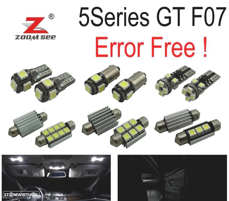 KIT COMPLETO DE 19 LÂMPADAS LED INTERIOR PARA BMW 5 SERIE F07 5GT HATCHBACK 528I GT 535I GT 550I GT - 1