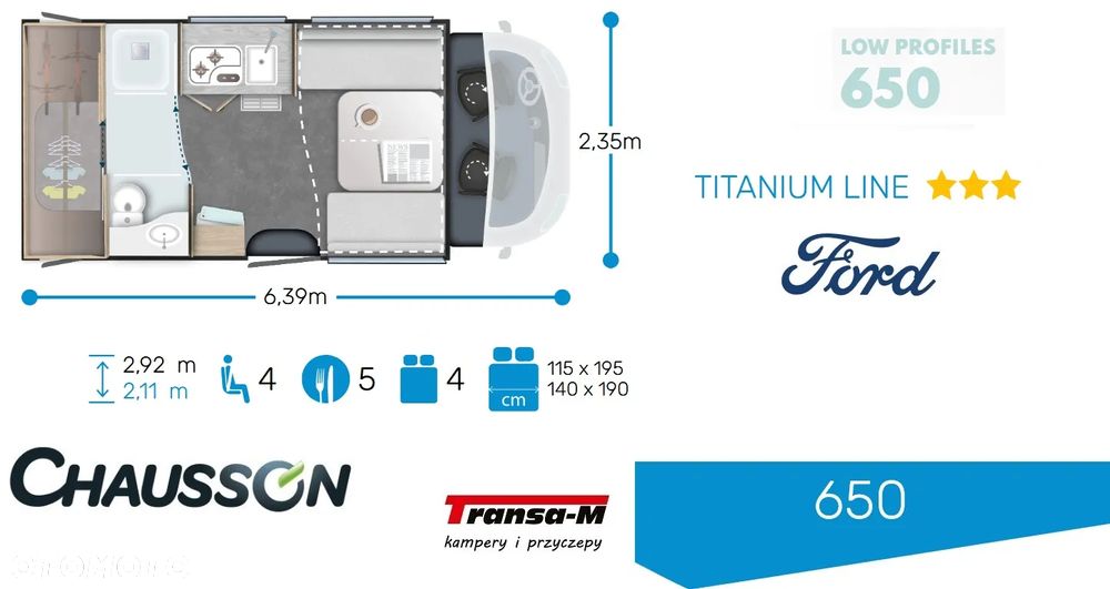 Ford KAMPER CHAUSSON 650 TITANIUM LINE 165KM AUTOMAT NOWY! - 3