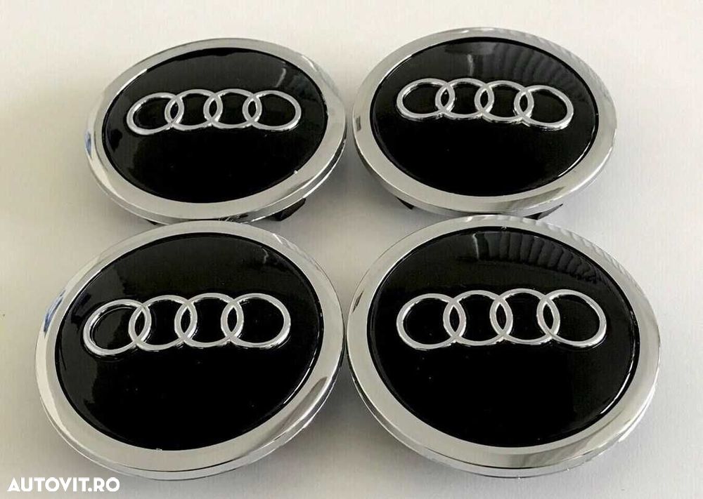 Capace Roti Sigle Embleme Jante AUDI 69MM 4B0601170A Emblema Negru/Gri - 5