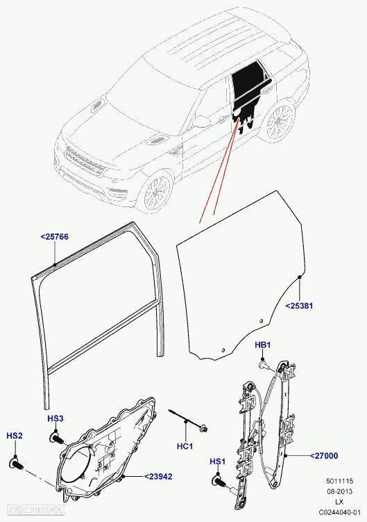 ELEVADOR TRASEIRO ESQUERDO LAND ROVER RANGE ROVER SPORT - 1