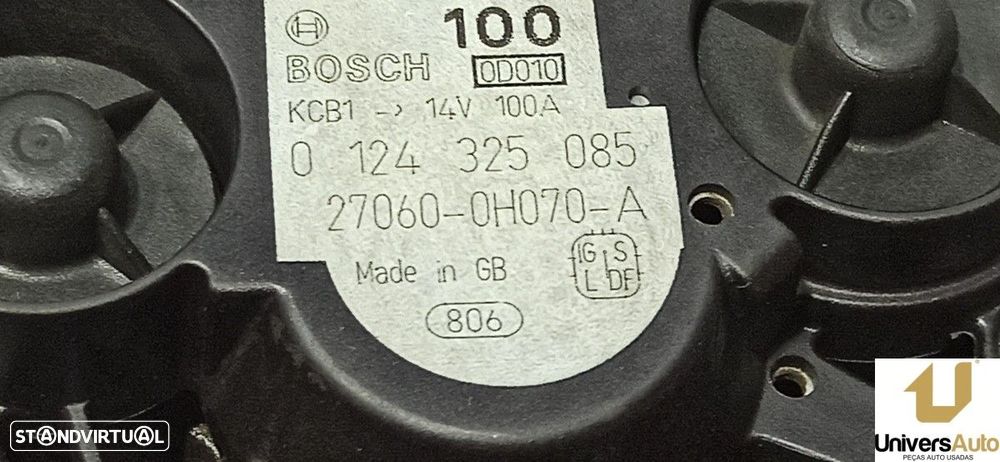 ALTERNADOR TOYOTA AVENSIS BERLINA (T25) 2.0 EXECUTIVE SEDáN (4-PTAS.) - 2