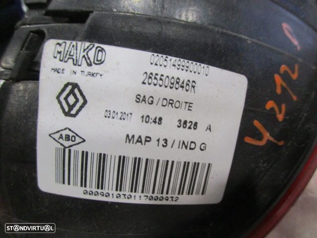 Farol Tras 265509846R RENAULT CLIO 4 2017 1.5DCI 90CV 5P CINZA DRT MAKO ORIGINAL - 3