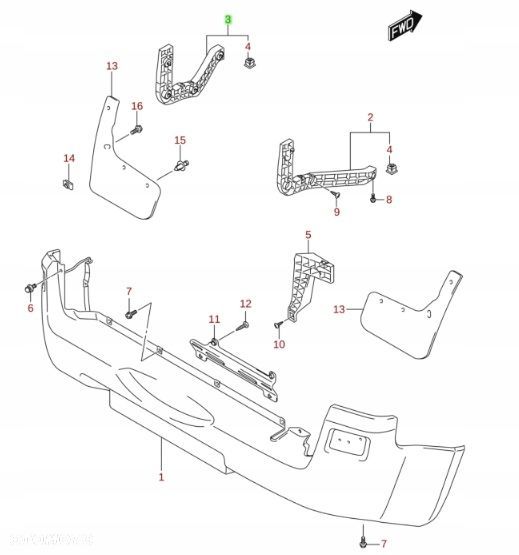 SUZUKI GRAND VITARA 5D 05- ŚLIZG ZDERZAKA TYŁ LEWY - 4