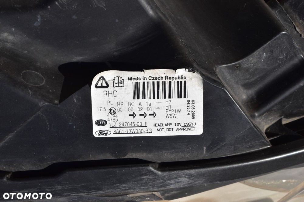 Lampa Lewy Przód FORD FIESTA MK7 przedlift 08-13R UK 8A61-13W030-BG - 9