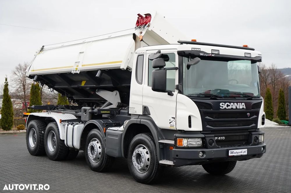 Scania P 410 / 8x4 / BASCULATOR 2 LATERAL / HIDRODOXIE LATERALĂ / BORDMATIC / OPTICRUISE / ANVELOPE 100% / EURO 6 - 8