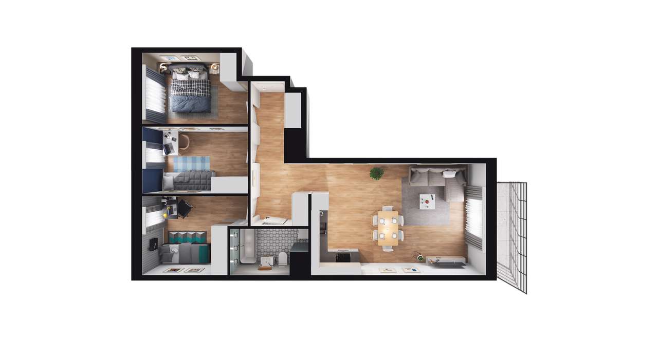 4-pokojowe mieszkanie 70m2 + balkon Bezpośrednio - Pełny obrazek: 2/23