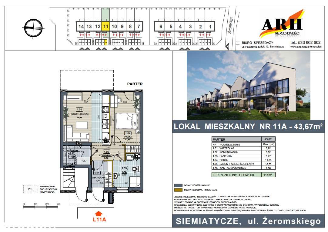 Mieszkanie BEZCZYNSZOWE 43,67m² z ogródkiem|ul.Żeromskiego|Siemiatycze - Pełny obrazek: 2/4