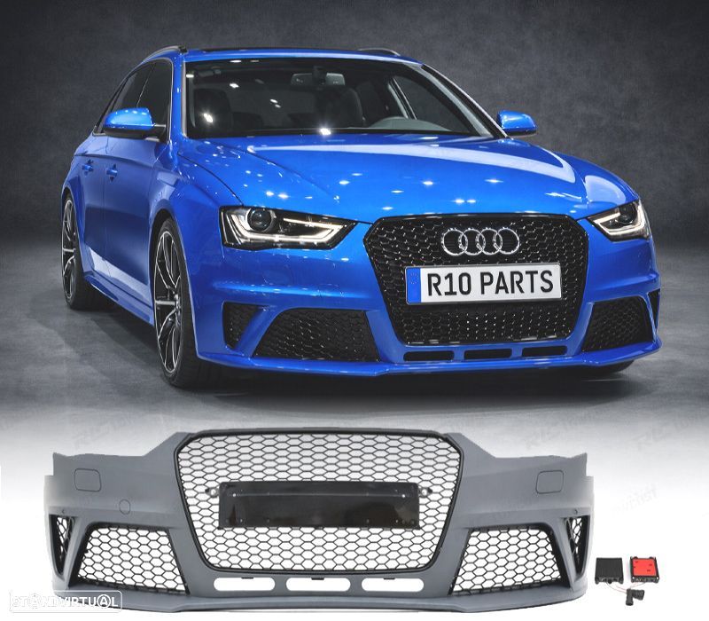 PARA-CHOQUES FRONTAL AUDI A4 B8 11-15 LOOK RS GRELHA PRETA PDC SRA - 1