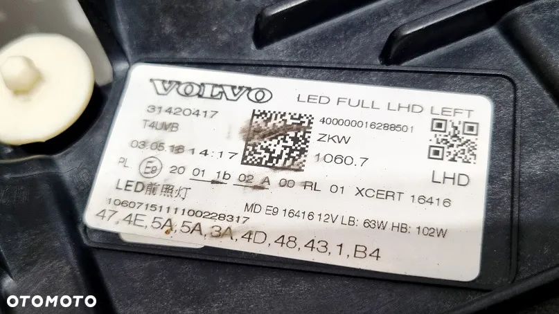 REFLEKTOR PRAWY LEWY FULL LED VOLVO XC60 EUROPA - 9