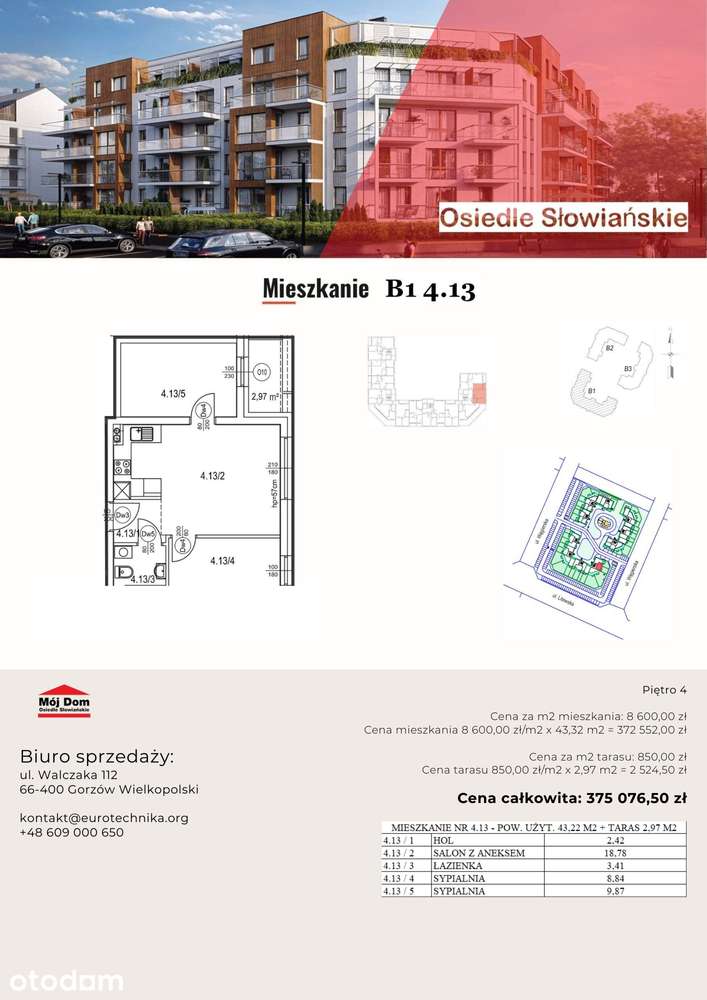 Mieszkanie na sprzedaż, 3 pokoje, 43 m², Gorzów Wielkopolski