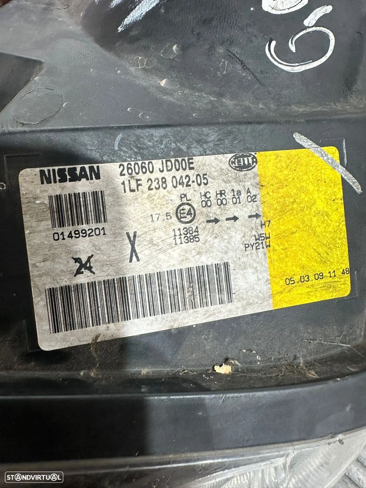 .Conjunto Farois Oticas Frente Frontal Direita Esquerda Originais Nissan Qashqai J10 J10 +2 1LF238042-05 1LF238042-06 2007 - 2013 - 14