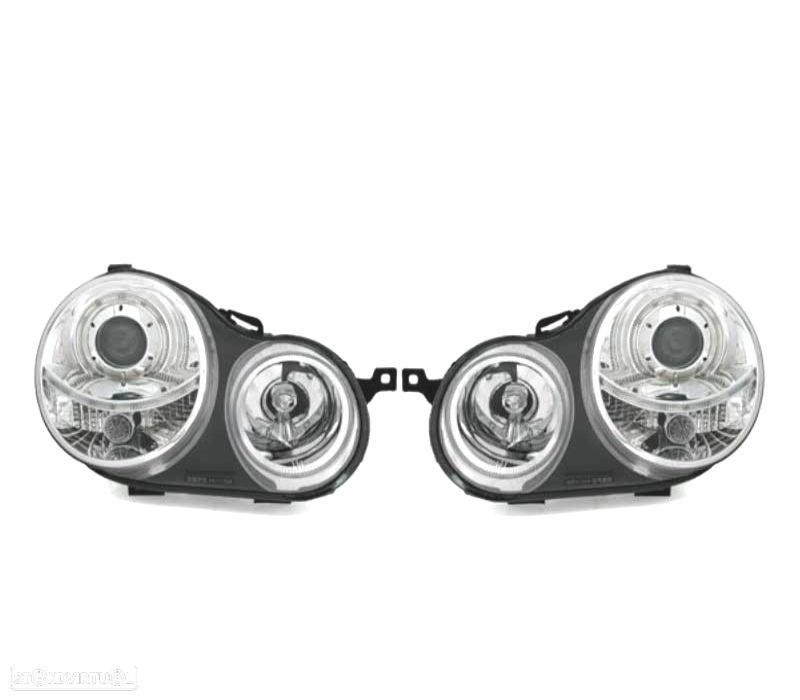 FARÓIS FRONTAIS ANGEL EYES PARA VOLKSWAGEN VW POLO 9N 01-05 FUNDO CROMADO - 3