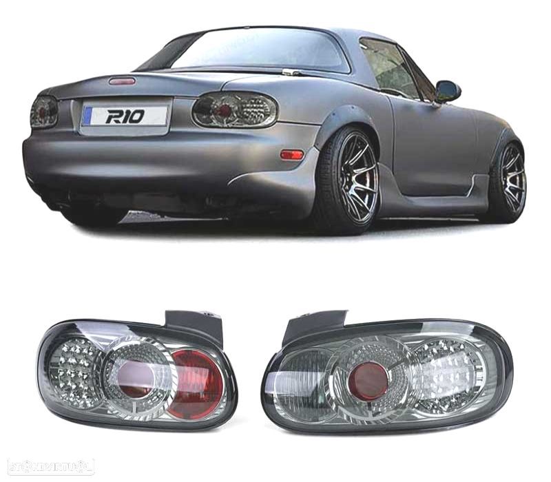 FAROLINS TRASEIROS LED MAZDA MX 5 98-05 FUNDO PRETO - 1