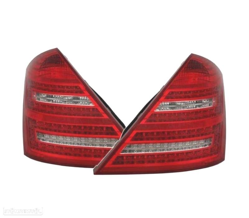 FAROLINS LED MERCEDES CLASSE S W221 05-11 VERMELHO CROMADO - 1