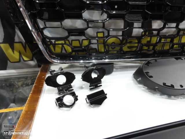 Grelha frontal AUDI A4/S4 B9 15-19 RS4 look  cromado e preto brilhante com suporte para símbolo - 11
