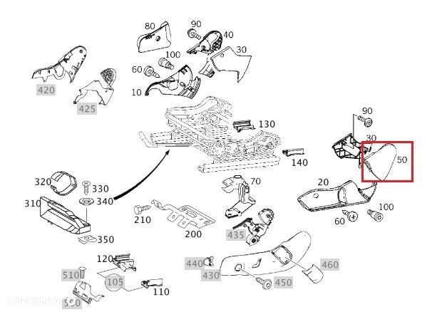 MERCEDES CLK C209 C-KL W203 Oslona fotela prawego OE - 2