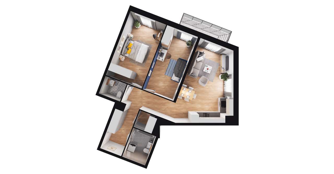 3-pokojowe mieszkanie 69m2 + balkon Bezpośrednio - Pełny obrazek: 3/20