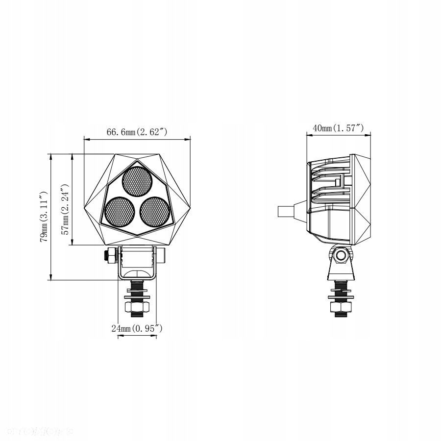lampa robocza led 3xled trójkątna do pojazdów i maszyn - 6