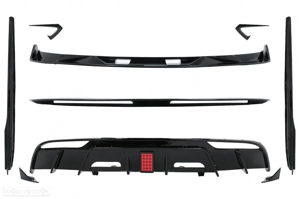 Conjunto Tesla Model 3 Spoiler, Aileron, Laminas e Difusor - 1