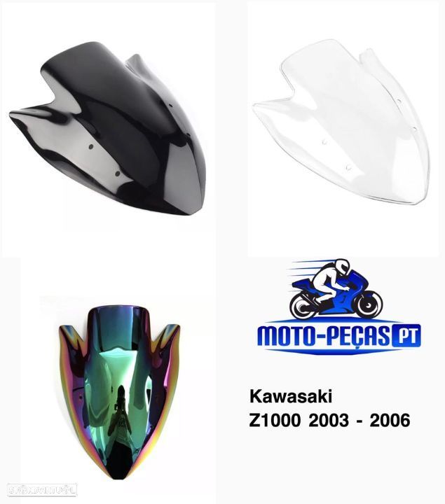 viseira nova kawasaki z1000 ano 2003 ate 2006 vidro bolha - 1