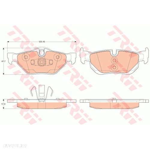 Set placute frana punte Spate BMW Seria 1 (E81, E82, E87/E88) 2004-2013, Seria 3 (E90/ E91, E92/E93) 2004-2013, X1 (E84) 2009-2015; TRW GDB2050