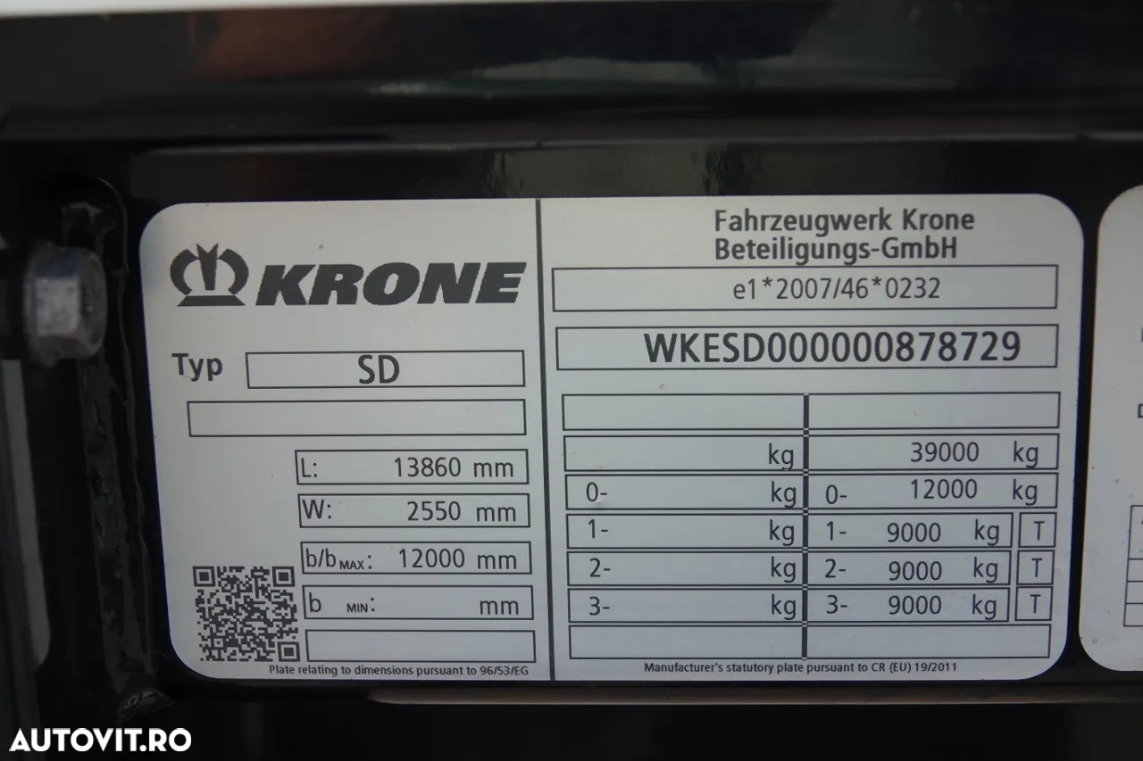 Krone PERDEA / STANDARD / ANVELOPE 100% / ACOPERȘ LIFTATOR / AXIE RIDICABILĂ / 2019 - 25