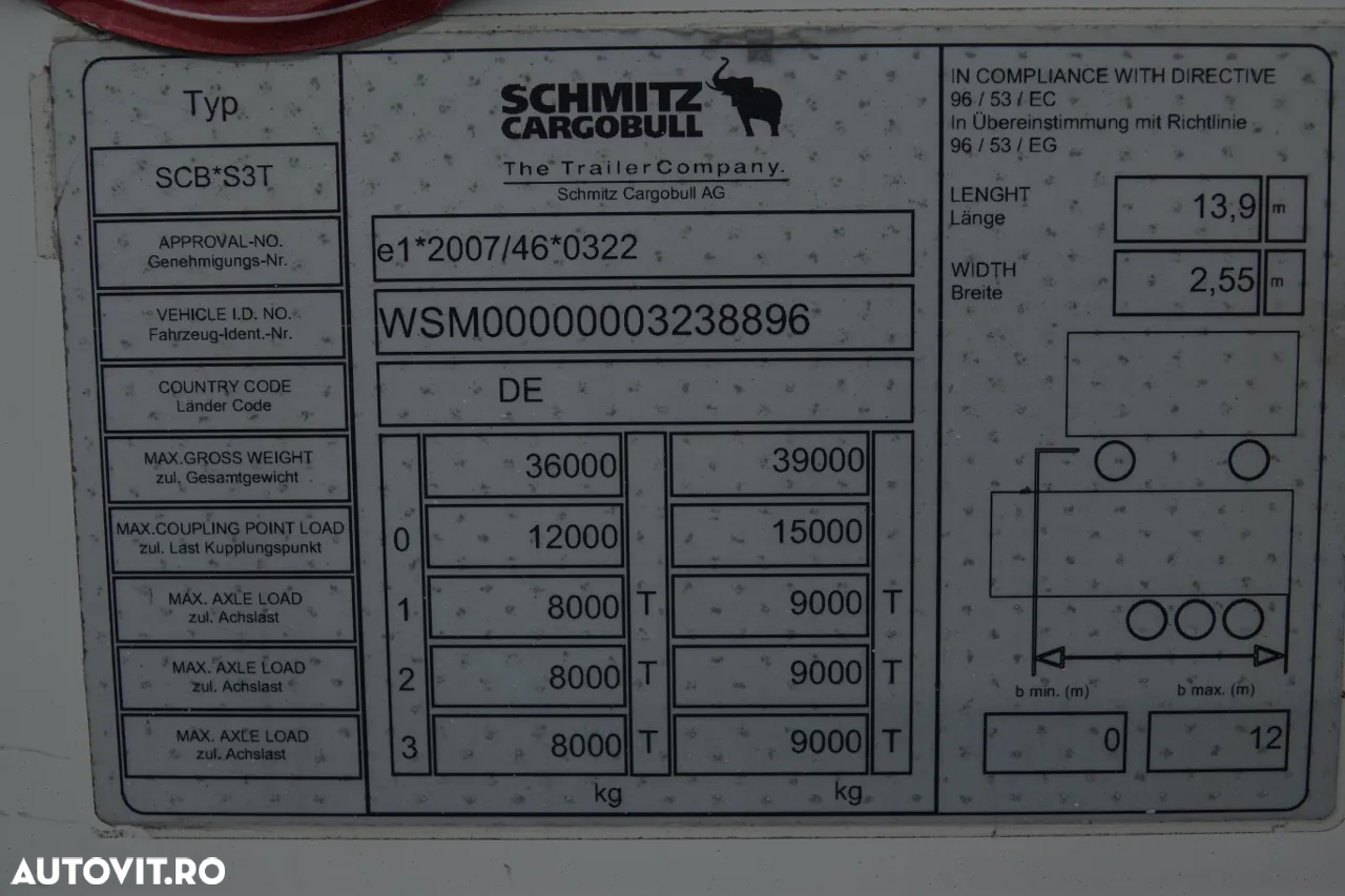 Schmitz Cargobull CORTINĂ / STANDARD / AXĂ DE RIDICARE / COȘ PENTRU PALEȚI - 25