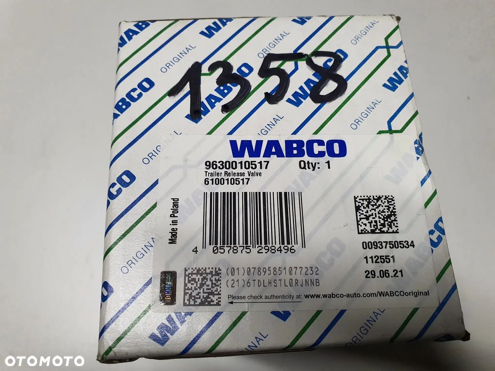 Zawór luzujący naczepy, zawór szybkiego odpowietrzania, WABCO 9630010517 - 6