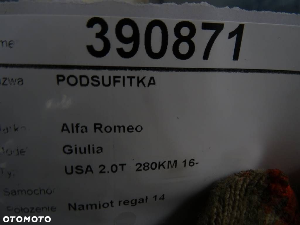 PODSUFITKA  - 695.00 PLN - ALFA ROMEO GIULIA (952_) 2015 - 2022 2.0 (952ACA25) 206 kW [280 KM] - 11